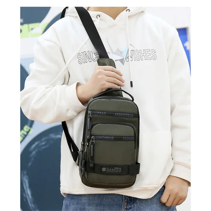 Men’s Chest Bag – Large Capacity Lightweight Nylon Crossbody Shoulder Backpack for Travel, Korean Style
