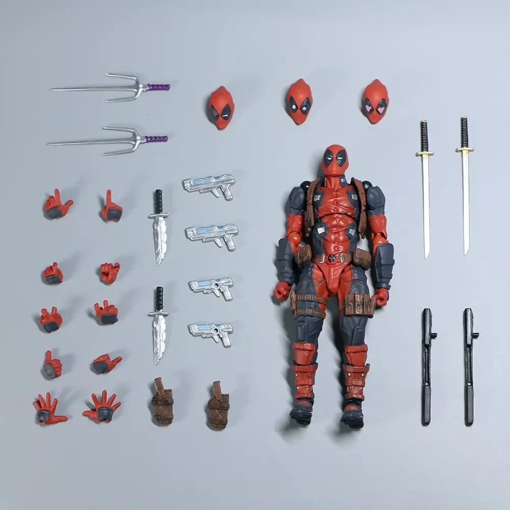 AMAZING YAMAGUCHI Deadpool & Wolverine 2.0 Action Figure – Grey Mutants Joint Movable KAIYODO Model Toy for Kids & Collectors