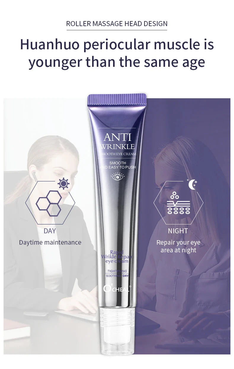 O'CHEAL Anti-Wrinkle Eye Cream Roller – Dark Circle & Puffiness Reducer with Hyaluronic Acid for Anti-Aging Skin Care