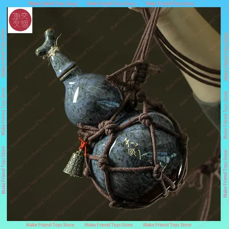 800ml Wukong Ceramic Gourd Cup - Ancient-Style Wine Gourd Set with Net Bag