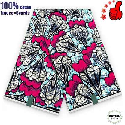 African Real Wax Fabric - High Quality 100% Cotton Ankara Pagne for Women’s Dresses