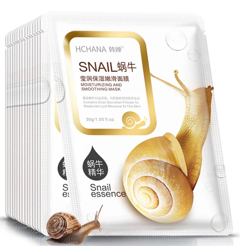 10 Pack Snail Moisturizing Face Masks – Oil Control & Skin Replenishing Sheet Masks for Tender Skin Care, Korean Cosmetics