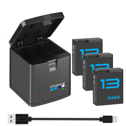 2280mAh Battery for GoPro Hero 13 – with 3-Slot Box Charger, GoPro Hero 13 Black Camera Accessories