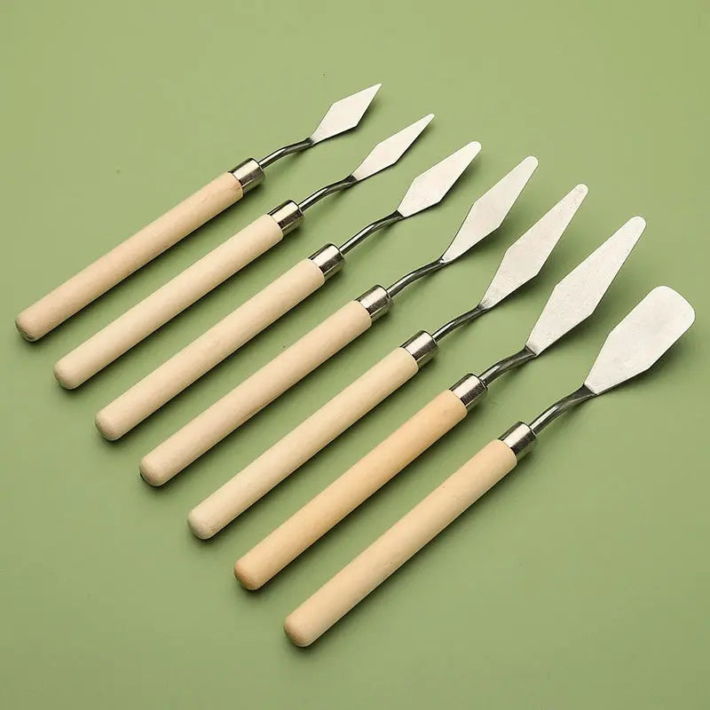 7Pcs Stainless Steel Oil Painting Knives - Artist Crafts Spatula Palette Knife Mixing Scraper Art Tools