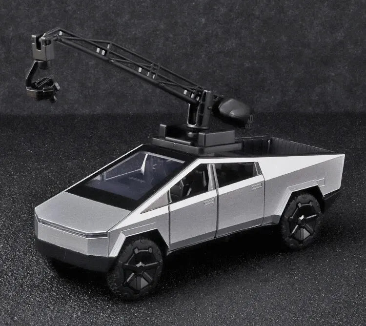 1:32 Cybertruck Diecast Toy Truck for Boys – Silver Pickup with Sound & Light, Metal Model Car for Kids Age 3+