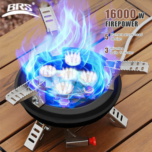 BRS-201A Portable Camping Gas Stove – 16000W High Pressure Propane Butane Burner – Outdoor Emergency Stove with Piezo Ignition