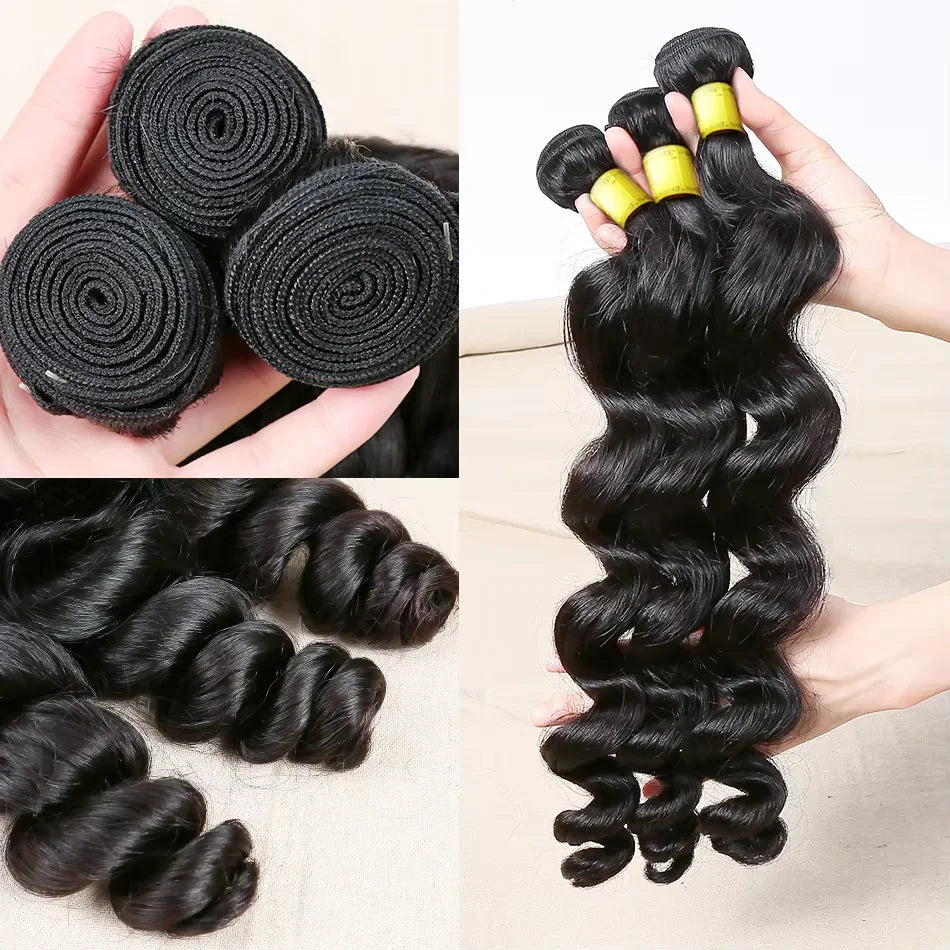 Body Wave Brazilian Human Hair Bundles – 1/3/4 Bundle Deals Natural & Jet Black Hair Extensions