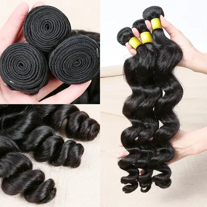 Body Wave Brazilian Human Hair Bundles – 1/3/4 Bundle Deals Natural & Jet Black Hair Extensions