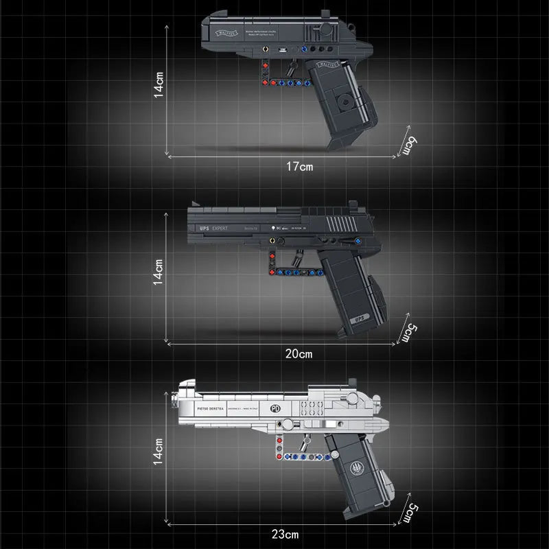 G18 Desert Eagle M1911 Pistol Gun Model – Military Series Building Blocks Toys for Kids and Boys