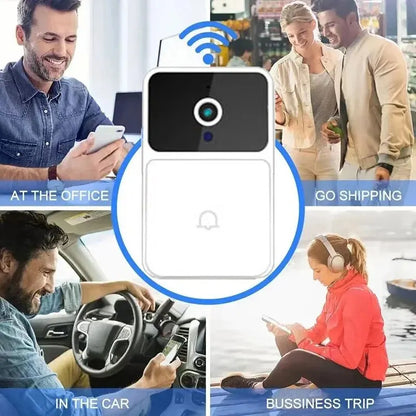 WiFi Video Doorbell Camera – Wireless HD Security, Night Vision, Two-Way Intercom, Voice Changer for Smart Home