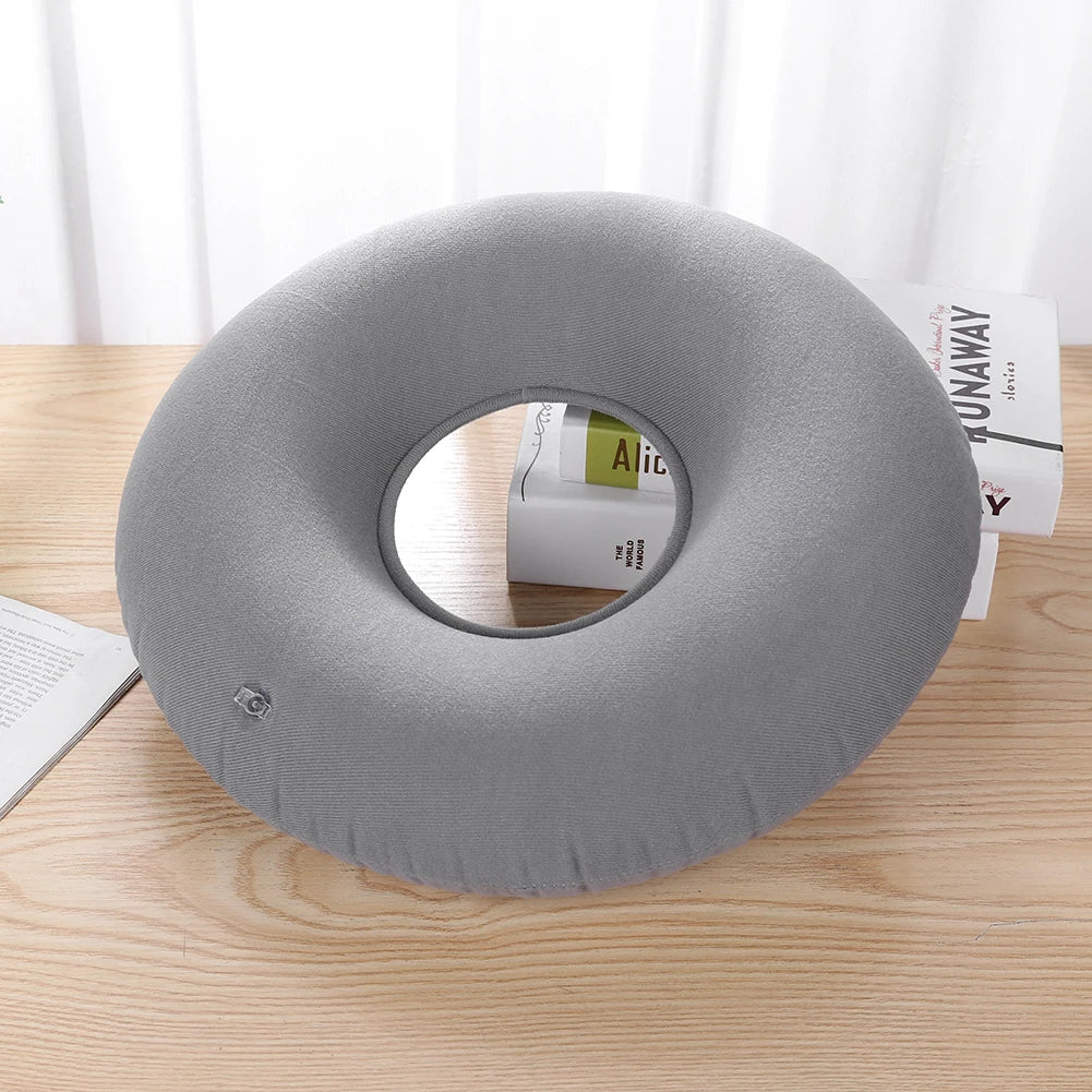 35cm Inflatable Hip Support Cushion – Medical Hemorrhoid Donut Seat Pad with Pump, Anti-Bedsore Round Massage Pillow