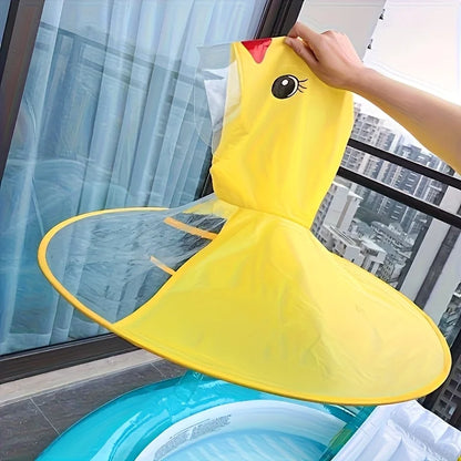 Duck-Shaped Umbrella Hat – Foldable Rain Poncho with Cute Yellow Duck Design for Fishing & Camping