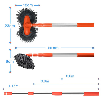 Chenille Foam Car Washer Mop Brush - Stretching Handle Set for Windshield, Roof, Window Cleaning Maintenance - Auto Care Accessories