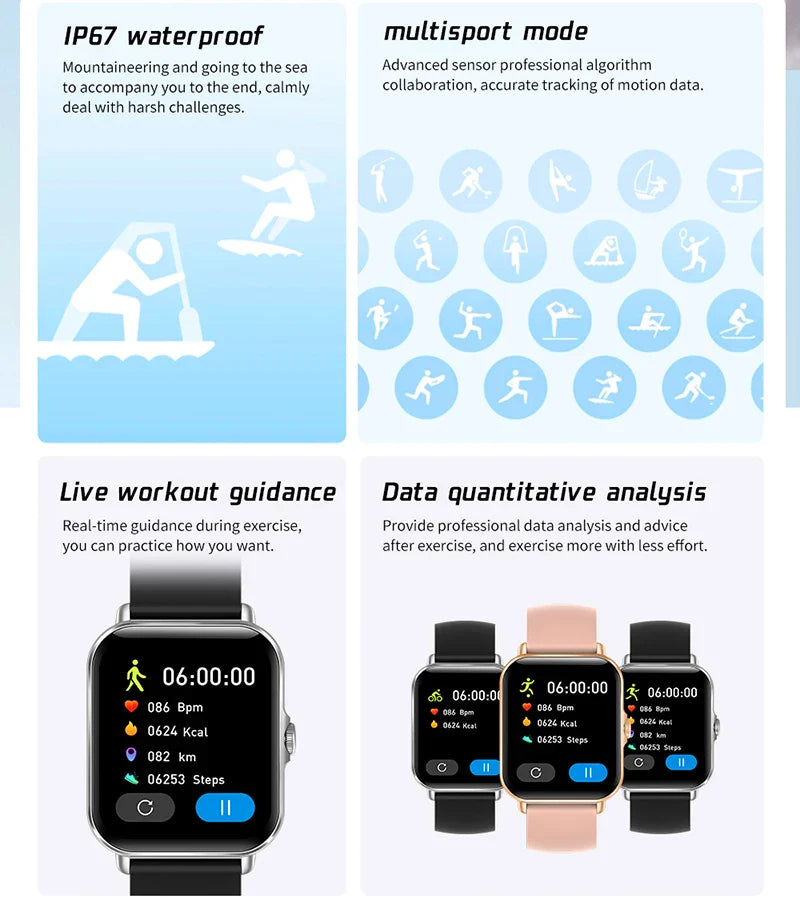 2022 Smart Watch - Bluetooth Call & Music, Fitness Clock, Digital Sports Waterproof Watch for Men & Women, iOS & Android