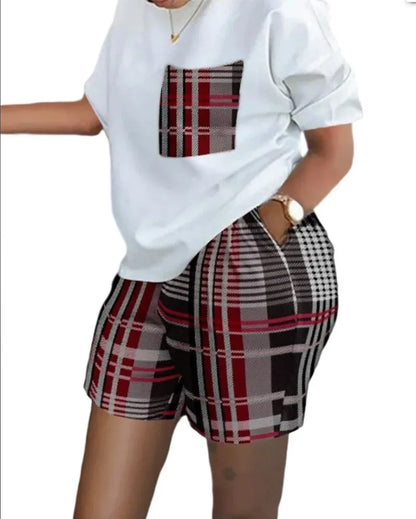 Women’s Printed 2-Piece Shorts Set – Short Sleeve T-Shirt & Elastic Waist Pants Matching Summer Y2K Outfit with Pockets (2025)