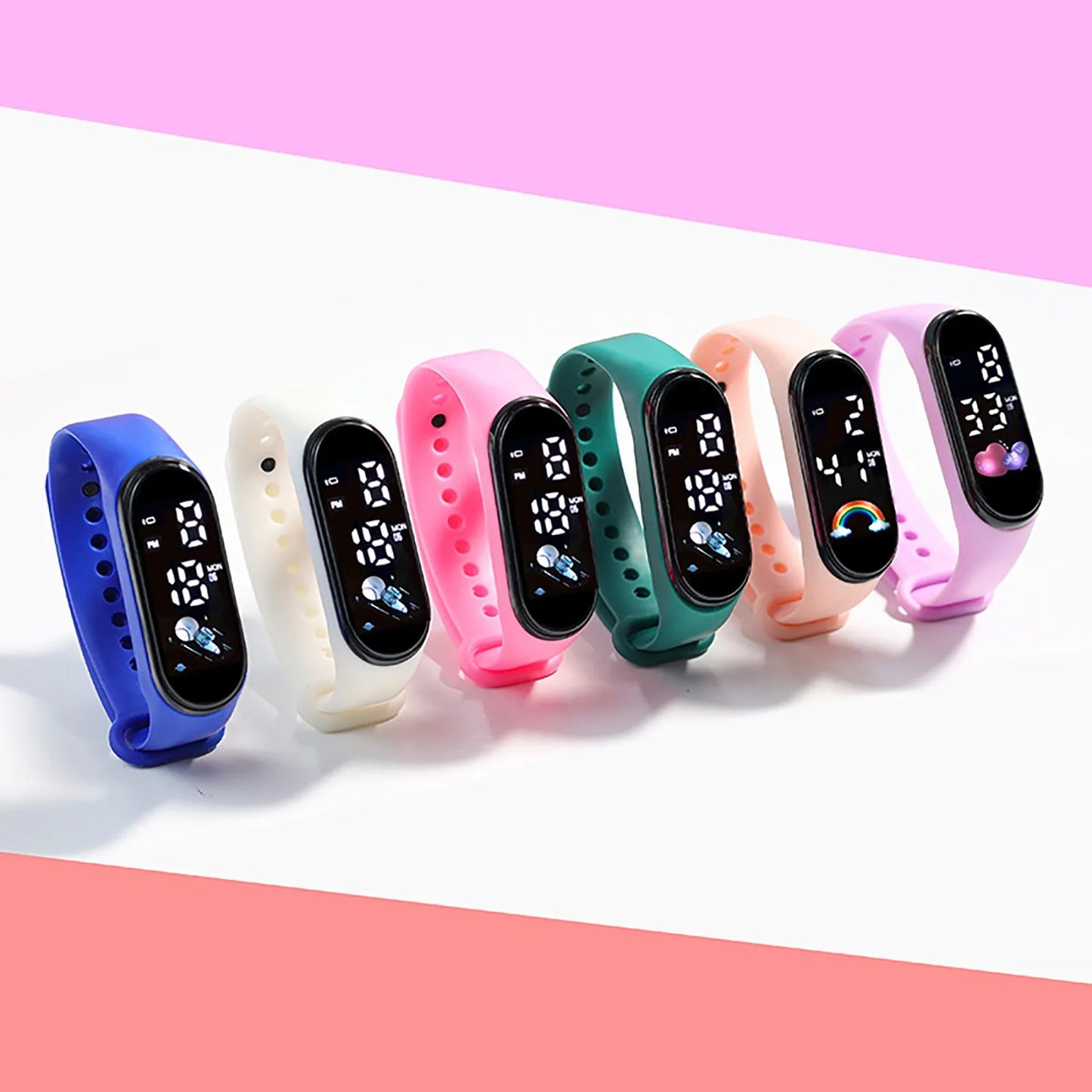 Kawaii Kids Smart Watch – Waterproof Digital Sports Watch for Boys & Girls with Silicone Strap