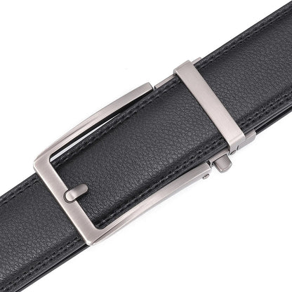 Men’s Luxury Leather Click Belt – Automatic Buckle Designer Waist Strap for Jeans (Blue, 3.5cm)