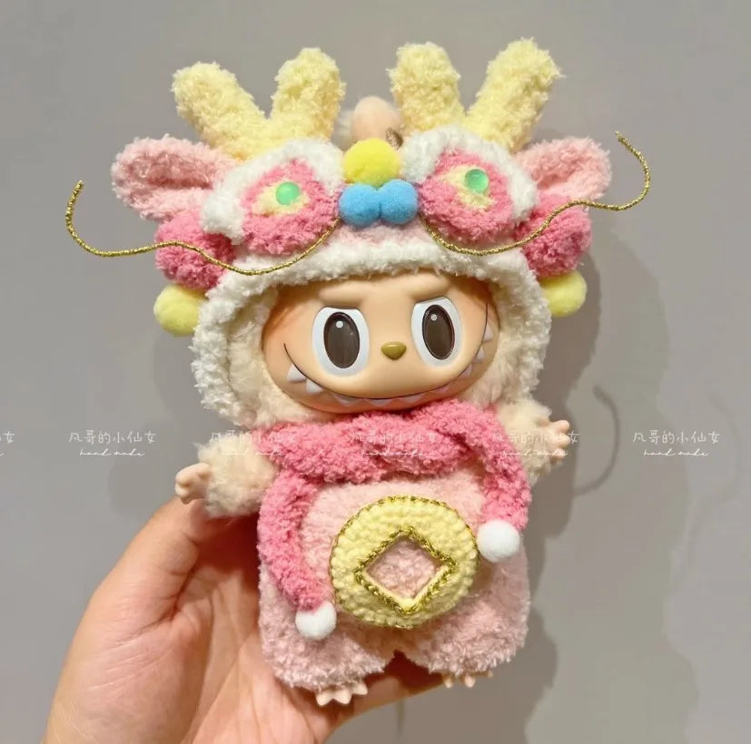 Labubu 17cm Heartbeat Macaron Monkey Toy – Stand-Up Dress-Up Jacket & Pants Suit