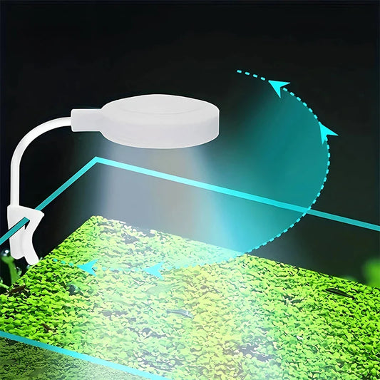 LED Aquarium Light with Adapter – Clip-On Full Spectrum USB Light, 360° Rotating for Fish Tanks