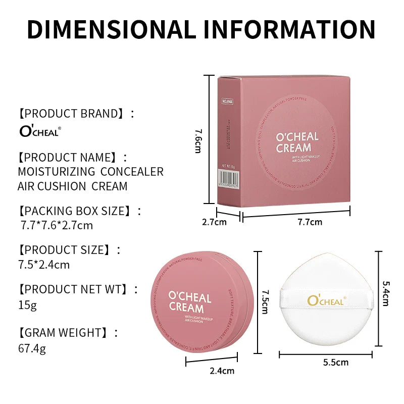 OCHEAL CC Cream Cushion Foundation – Long-Lasting Moisturizing Concealer & BB Cream for Face Makeup