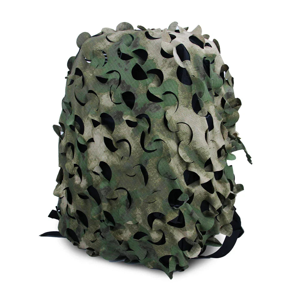 3D Camo Net Airsoft Helmet Cover - Laser Cut Nylon with Drawstring, CS Wargame Paintball Paratrooper Hunting Accessories