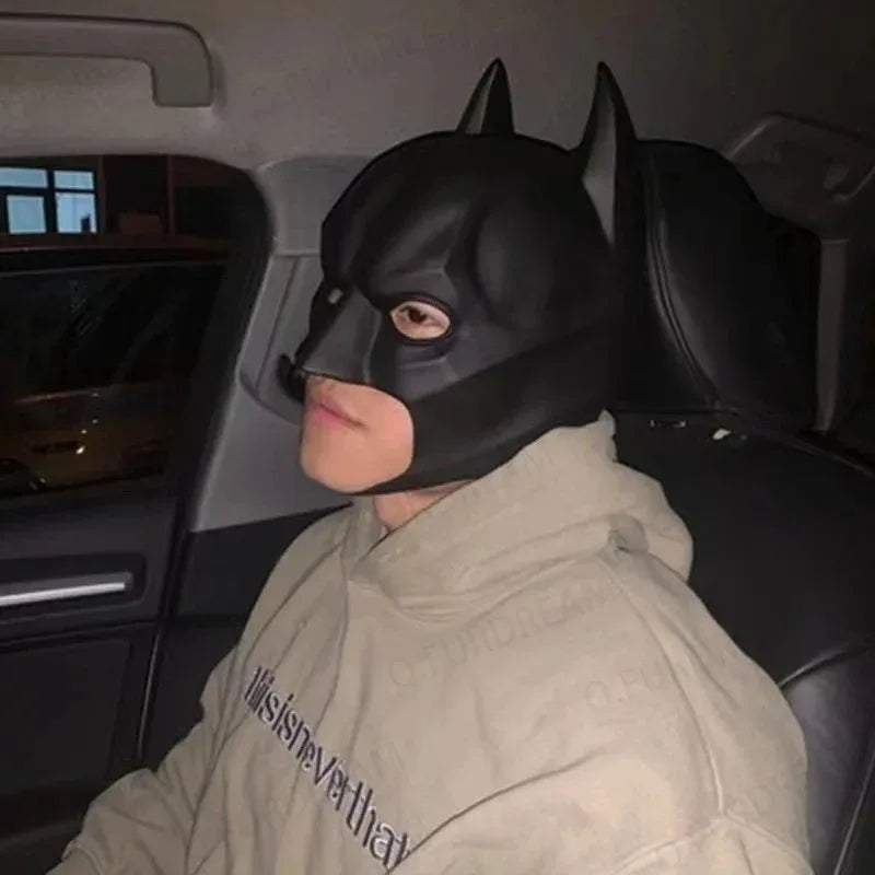 Batman Latex Cosplay Mask — Adult Halloween, Party & Masquerade Headgear for Men, Anime Costume Prop