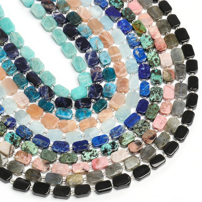 Natural Gemstone Rectangle Beads - 8x12mm Amethyst Citrine Lapis Lazuli Spacer Beads for DIY Jewelry Making & Bracelets