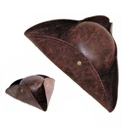 Brown Faux Leather Triangle Pirate Hat – Adult Cosplay Costume Accessory