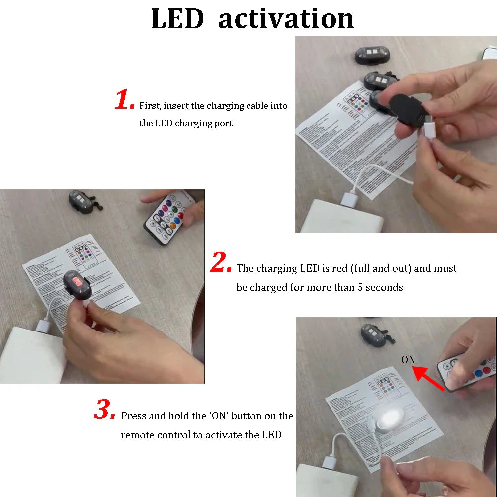 Wireless RGB LED Aircraft Strobe Lights - Motorcycle Flash Position Warning Lights - for Airplanes, Helicopters, and More