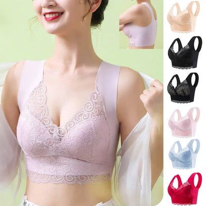 Ice Silk Seamless Lace Bra Top — No Steel Ring Comfortable Support Underwear, Large Size Sleep Bra Vest Bralette