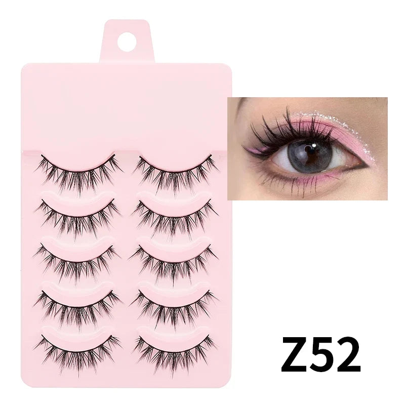 Manga Style Soft Natural False Eyelashes Wispy Thick Daily Wear Makeup Lashes