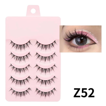 Manga Style Soft Natural False Eyelashes Wispy Thick Daily Wear Makeup Lashes
