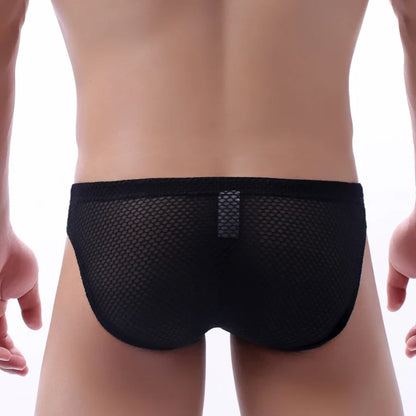Men’s Mesh Boxer Briefs D4011 – Breathable Sports Underwear, Low Waist Solid Color Large Trunks Comfort Fit