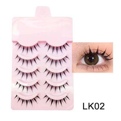 Manga Style Soft Natural False Eyelashes Wispy Thick Daily Wear Makeup Lashes