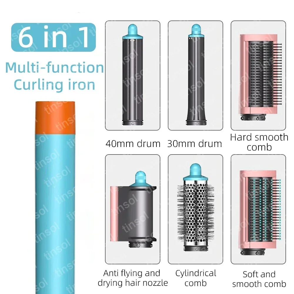 6-in-1 Multi-Function Hair Dryer & Hot Air Comb – Curling Iron & Straightener Styling Kit for Salon-Quality Results at Home