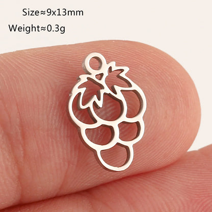 5pcs Stainless Steel Fruit Charms – Strawberry, Cherry, Pineapple & Watermelon Pendants for DIY Bracelets & Necklace Jewelry Making