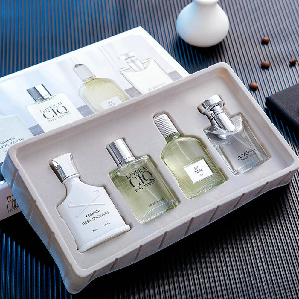 Brand Men's Perfume 100ml Gift Box - Four-Piece Set with Lasting Fragrance Body Spray, Fresh Plant Floral Scent and Pheromones