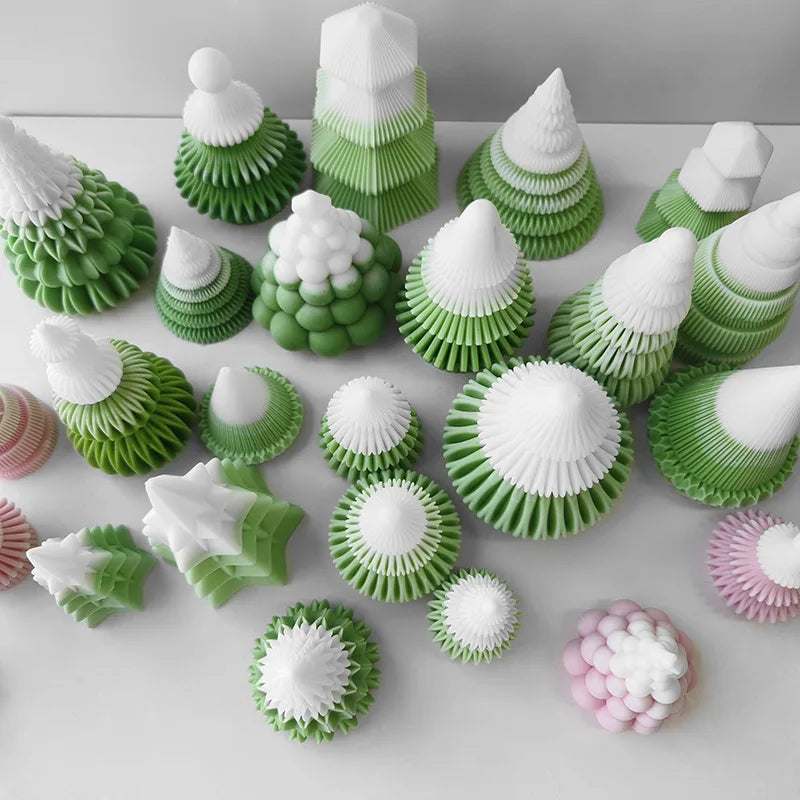 3D Origami Christmas Tree Silicone Mold — DIY Aroma Candle, Plaster & Gel Mold for Handmade Creative Holiday Decorations
