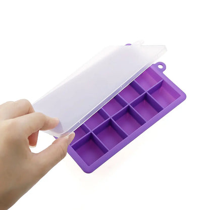 Silicone Ice Cube Mold – 15/24 Grid Square Trays with Lids for Ice Cream, Cold Drinks, Whiskey & Cocktails