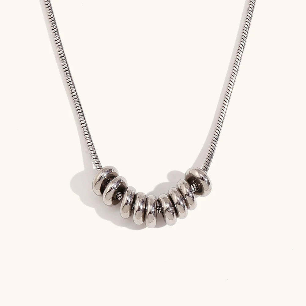 La.Muses Gold & Silver Beans Pendant Necklace – Premium Stainless Steel Fashion Jewelry for Women, Trendy 2024 Design