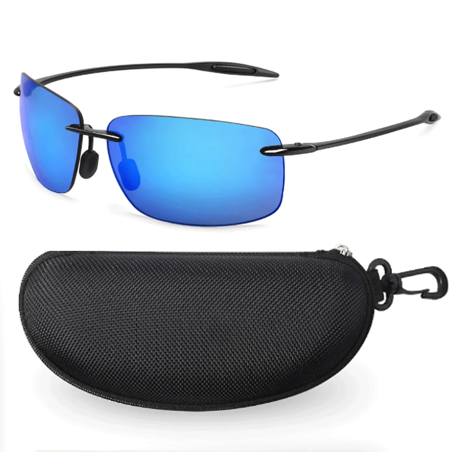 JULI Polarized Classic Sports Rimless Sunglasses – Ultralight Rectangle Frame for Men, Ideal for Fishing, Driving, UV400 Protection, Model MJ8009