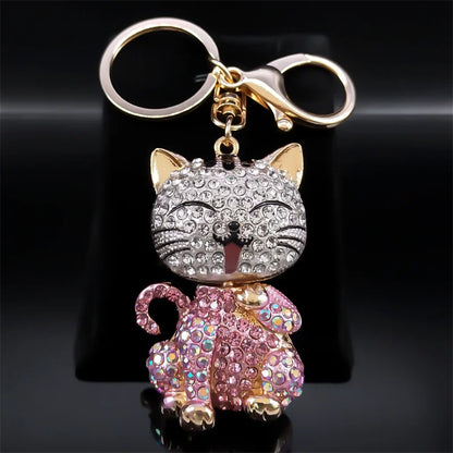 Colorful Crystal Bear Keychain - Cute Rhinestone Alloy Bag Charm & Fashion Keyring
