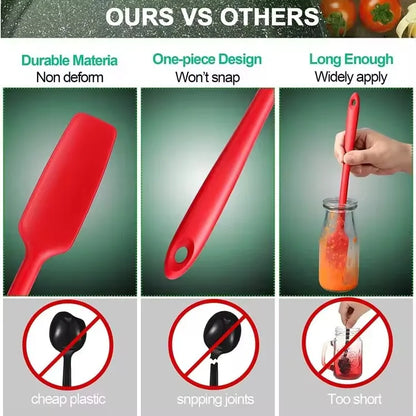 Long Handle Silicone Spatula Jar Scraper – Non-Stick Rubber Kitchen Tool for Blenders, Smoothies, Cooking & Baking