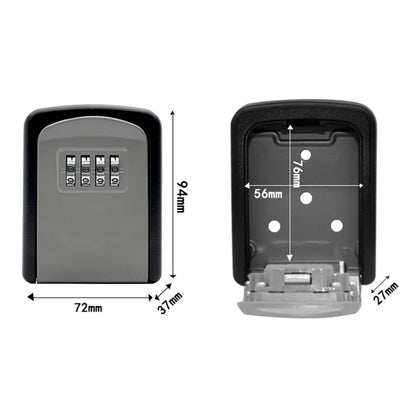Mini Key Lock Box – Wall Mounted Alloy Safe Organizer with 4-Digit Combination for Indoor & Outdoor Security Storage