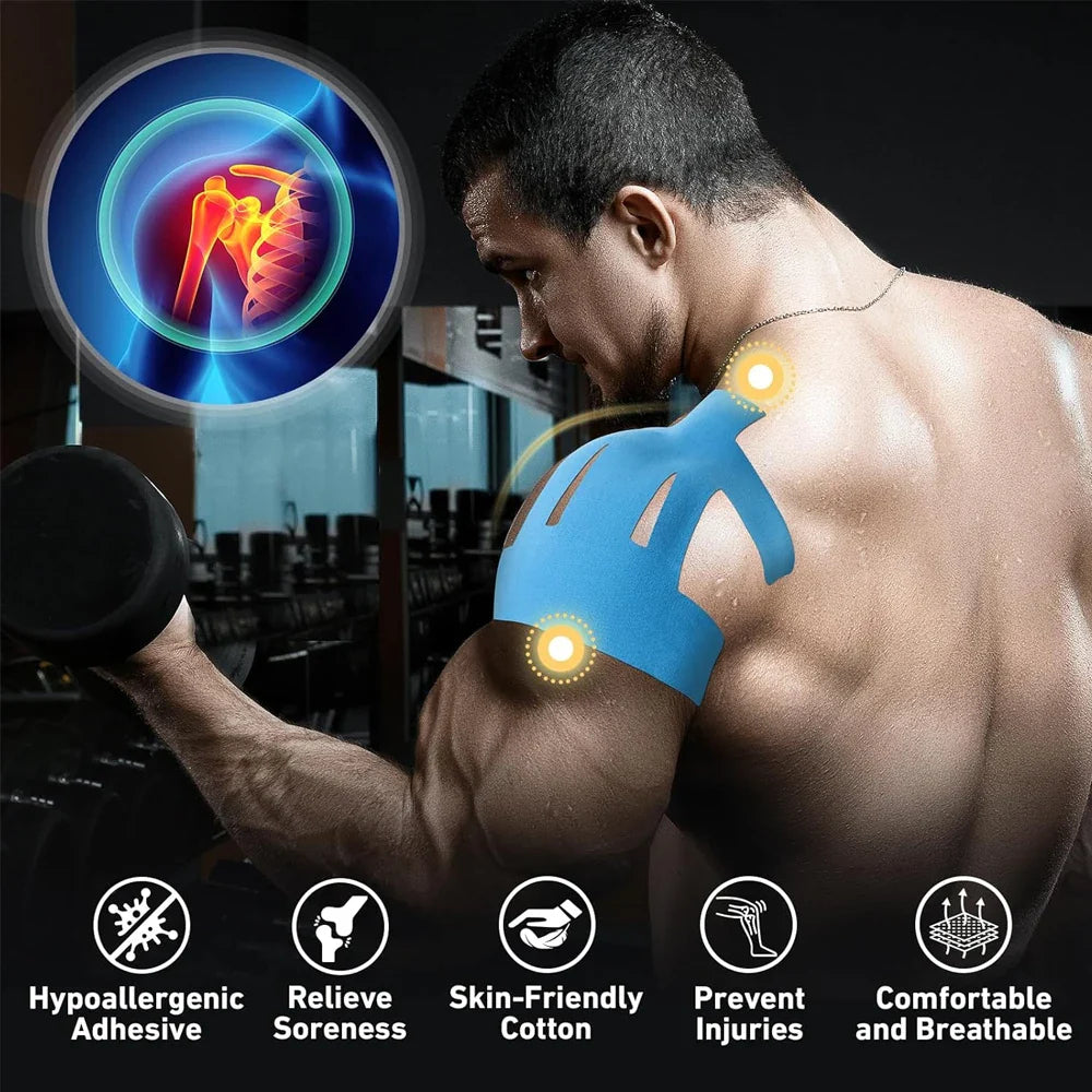 1/5/10PC Precut Kinesiology Tape – Shoulder Support & Pain Relief Athletic Tape, Waterproof & Elastic