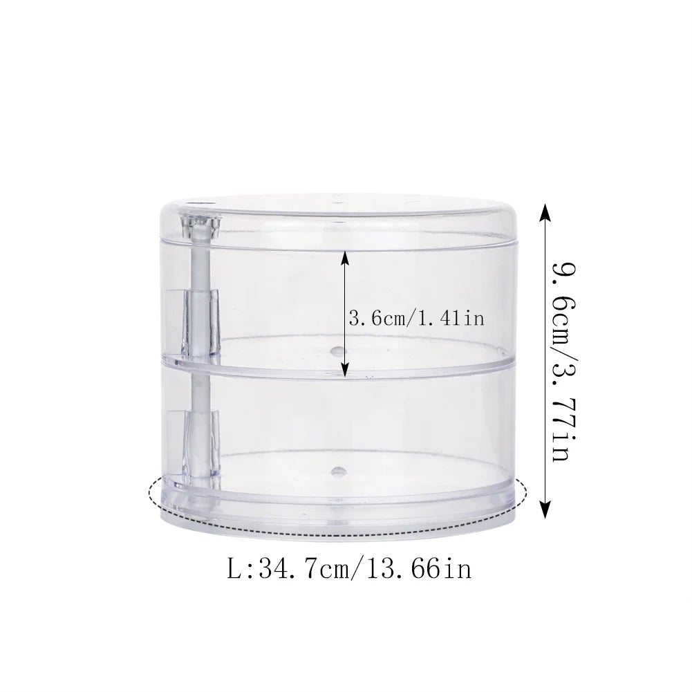 Rotating Jewelry & Makeup Storage Box – Round Plastic Organizer for Bracelets, Earrings with Cover Display Rack