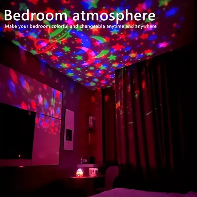 LED Starry Sky Night Light Projector Lamp – USB Magic Ball Moon & Star Atmosphere Light for Bedroom, Home Décor & Christmas Party Decorations