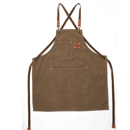 Thick Canvas Apron – Durable Cotton Apron for Kitchen, Coffee Shop, Hair Salon, Carpenter, and Horticultural Work with Denim Strap