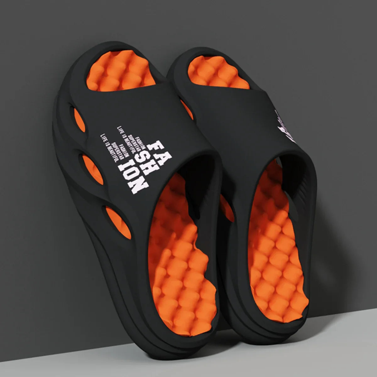 Men’s Fashion Massage Slippers – Indoor & Outdoor Summer Sandals, Thick Sole Non-Slip Flip Flop Slides