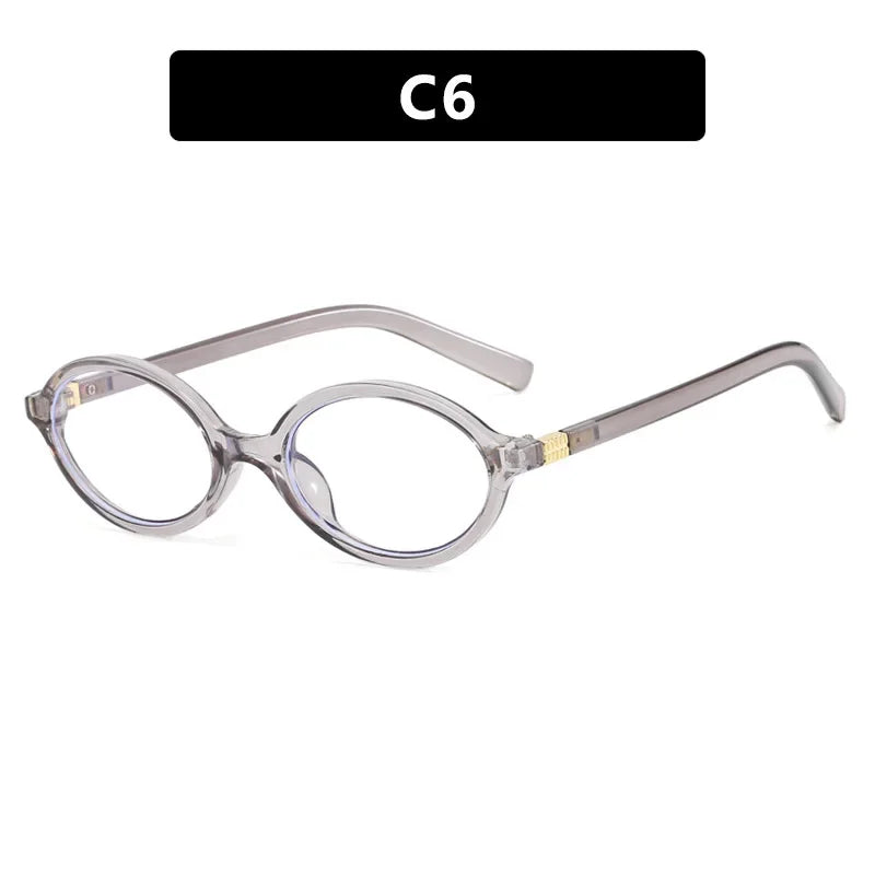 Oval Small Frame Retro Glasses for Women - Korean Plain Style Anti-Blue Light Eyewear, Ladies Optical Spectacles